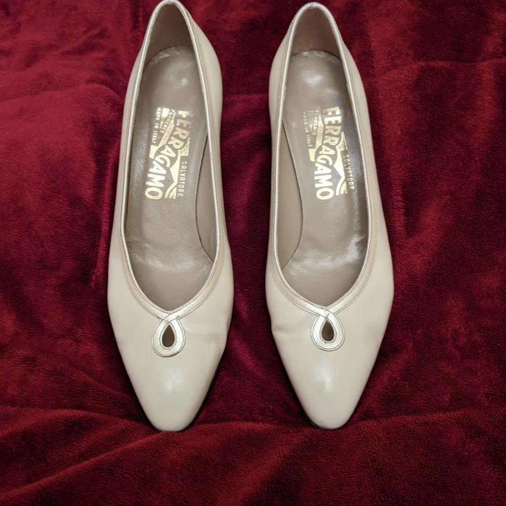 Salvatore Ferragamo 2" Cream Pump Heel